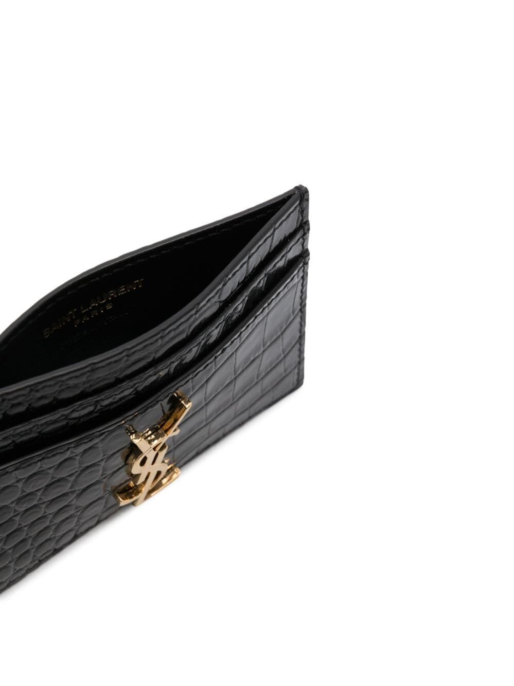 CASSANDRE CARD CASE IN CROCODILE-EMBOSSED SHINY LEATHER