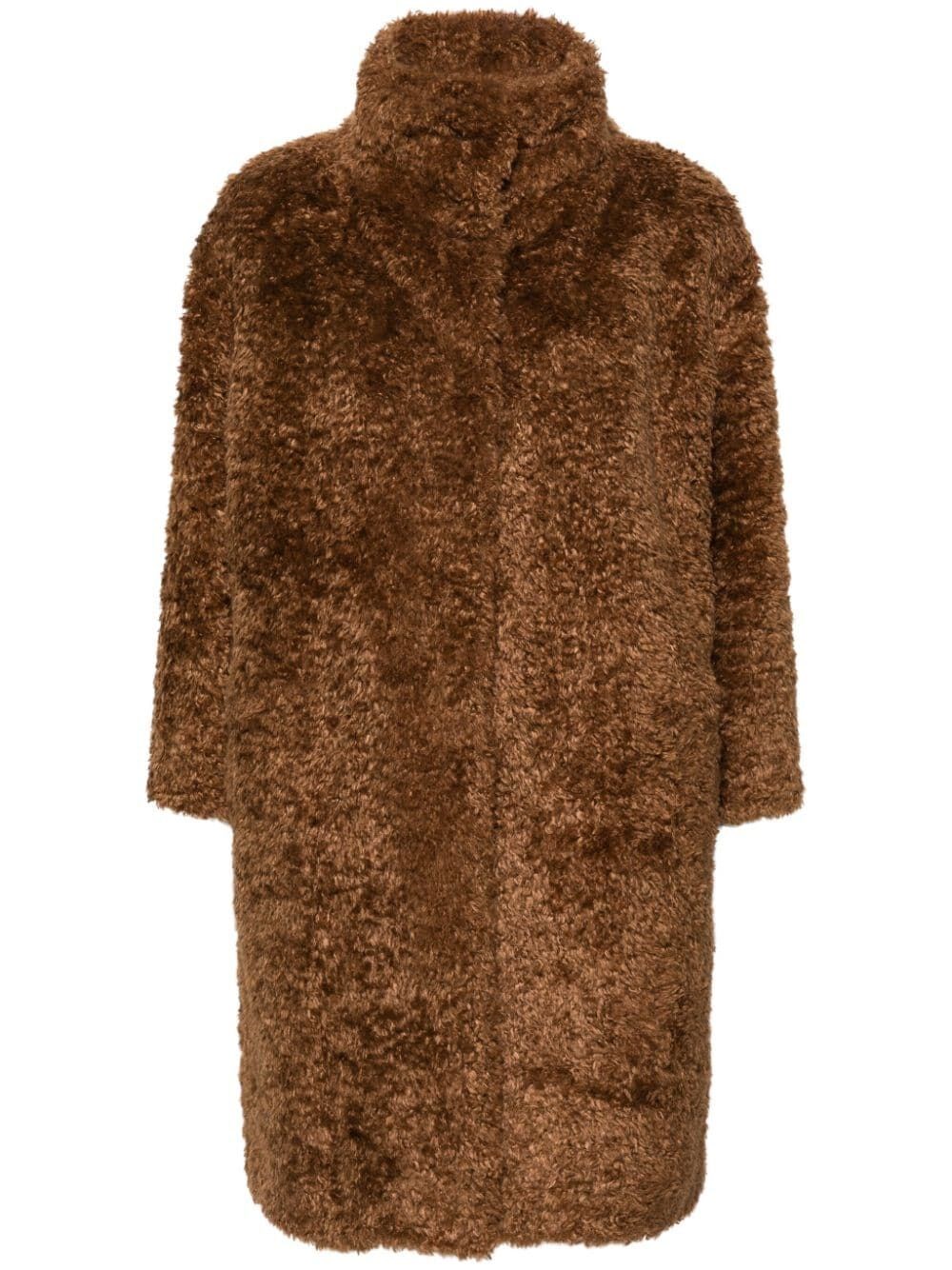 Shop Herno Shearling Coat In Brown