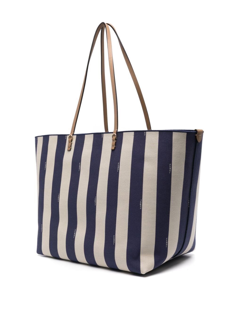 LARGE ROLL REVERSIBLE SHOPPER IN PEQUIN STRIPED