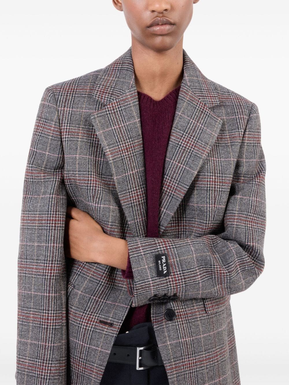 SINGLE-BREASTED PRINCE OF WALES CHECKED JACKET