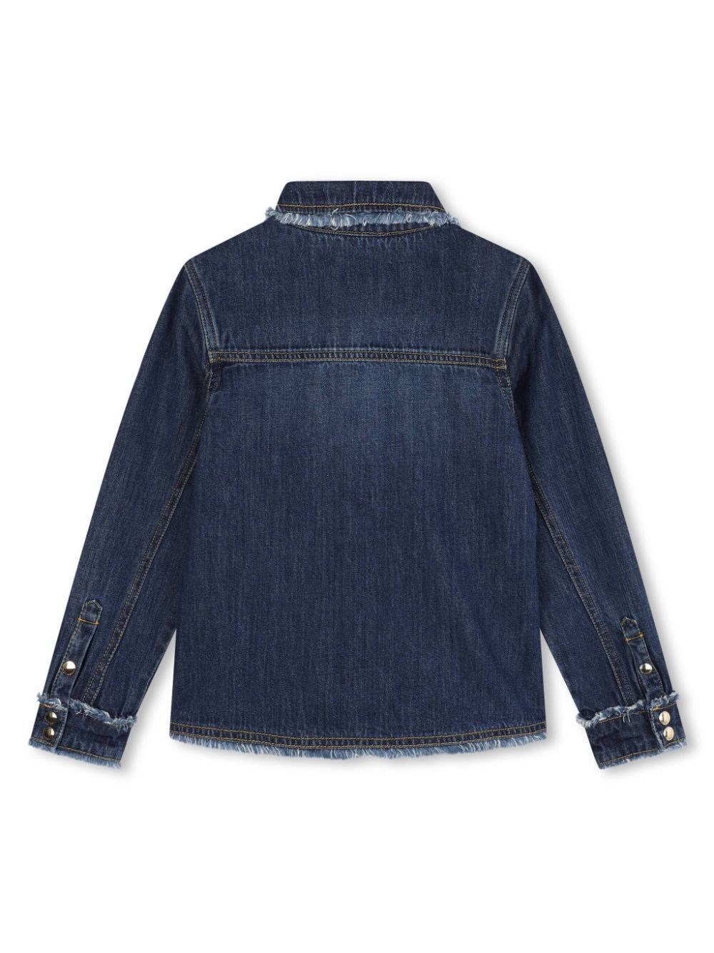 FRAYED-DETAIL DENIM SHIRT