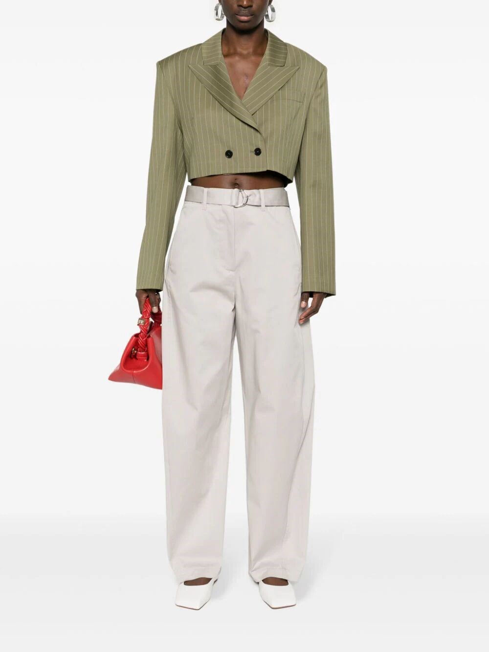 GABARDINE BELTED PANTS 
