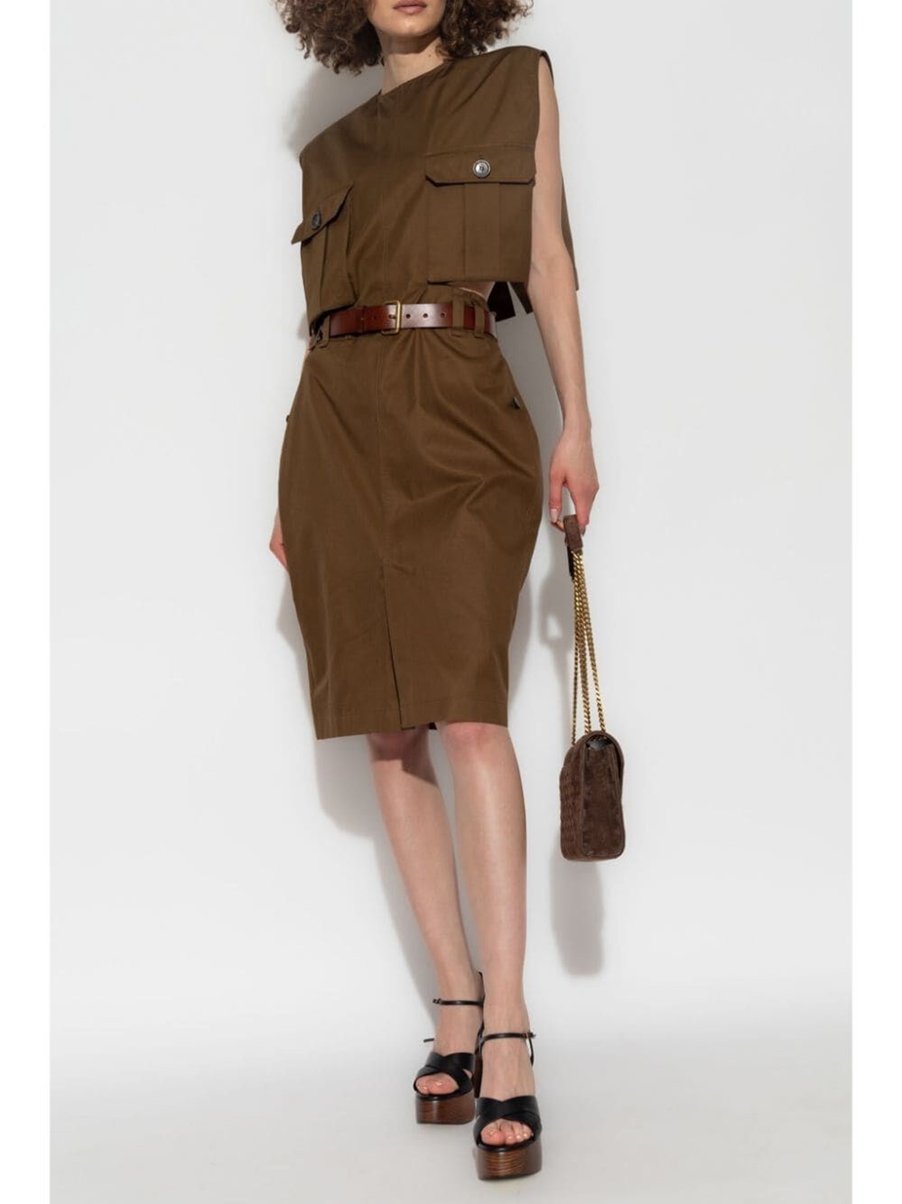 CUT-OUT SAFARI DRESS IN COTTON TWILL 