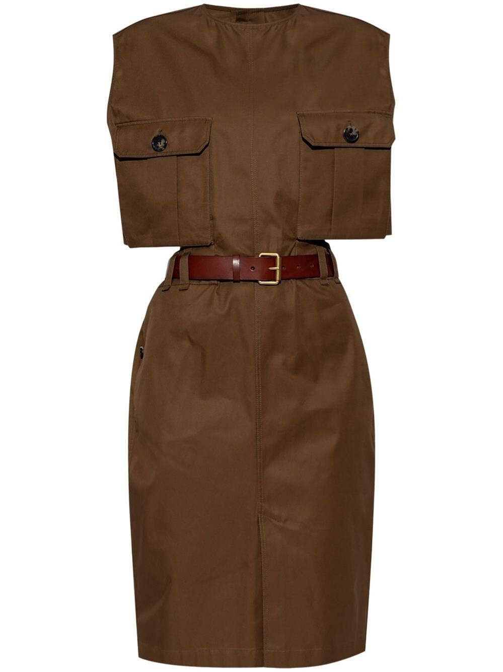 CUT-OUT SAFARI DRESS IN COTTON TWILL 