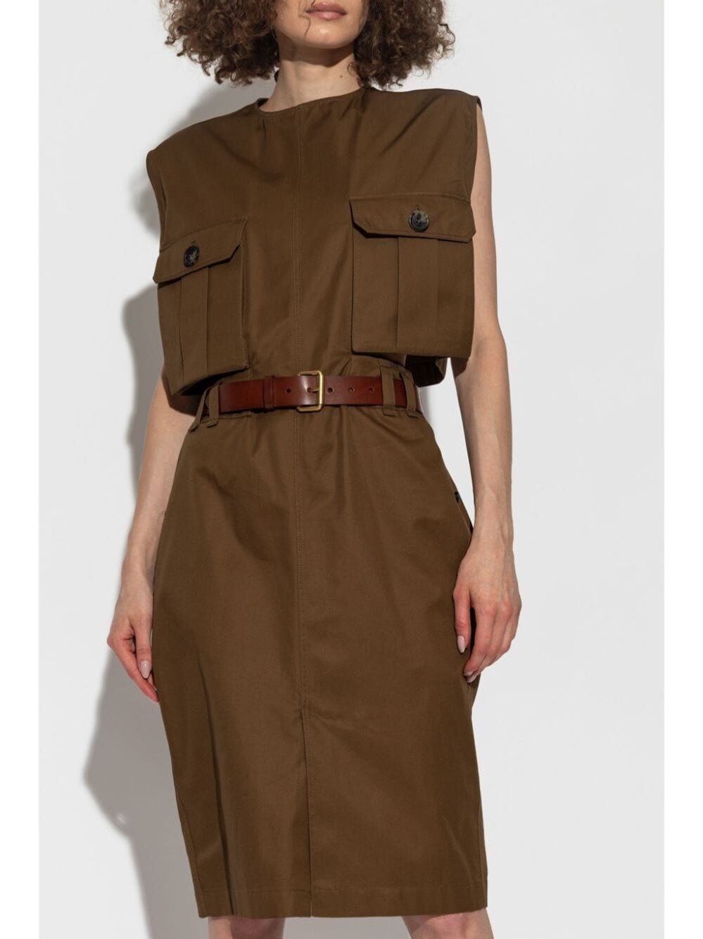 CUT-OUT SAFARI DRESS IN COTTON TWILL 