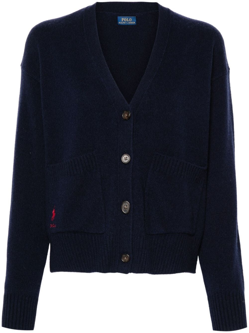 Polo Ralph Lauren Wool Cardigan With Dropped Shoulder Clothing In Blue