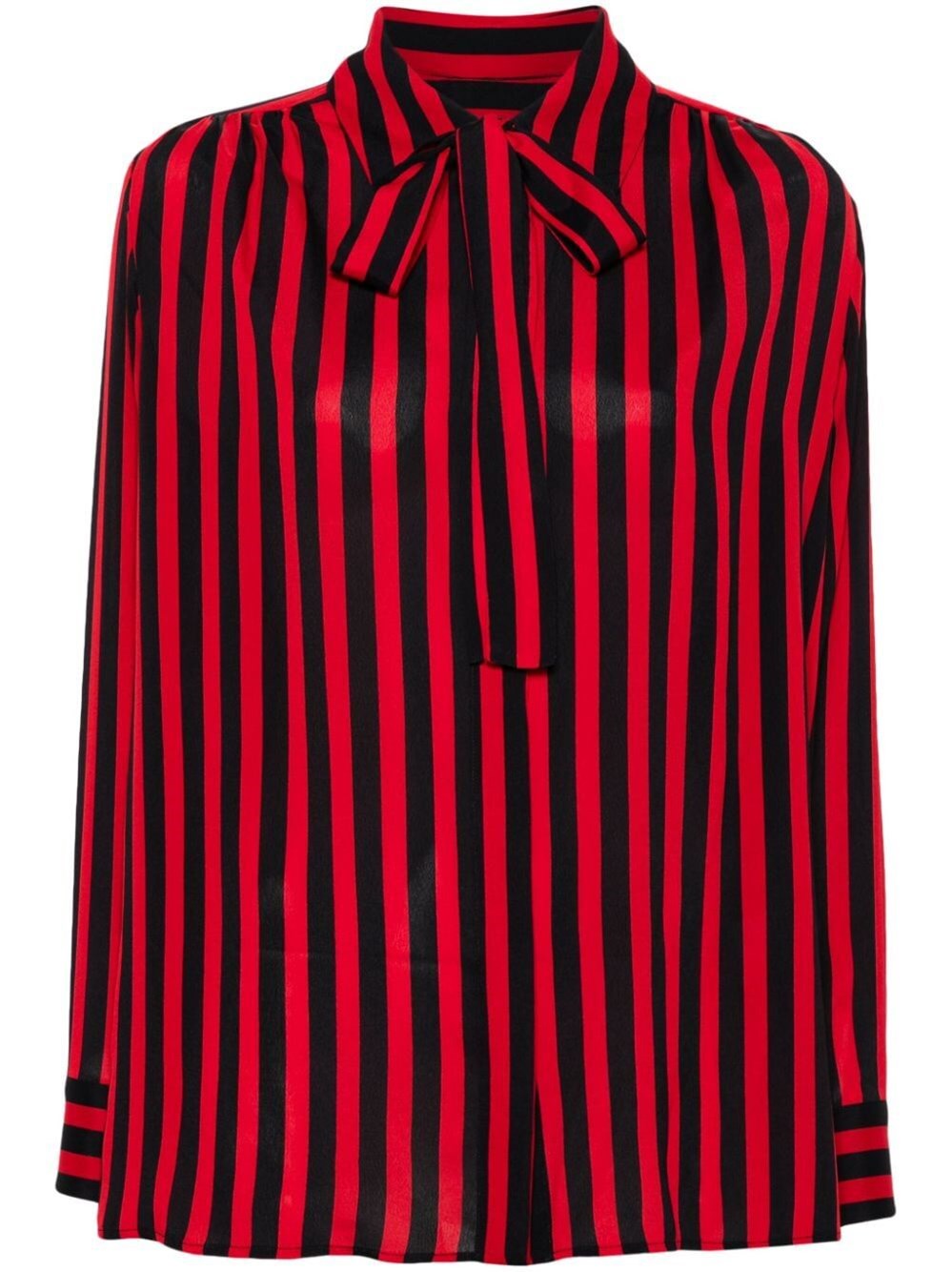 Shop Msgm Satin Striped Print Shirt In Red