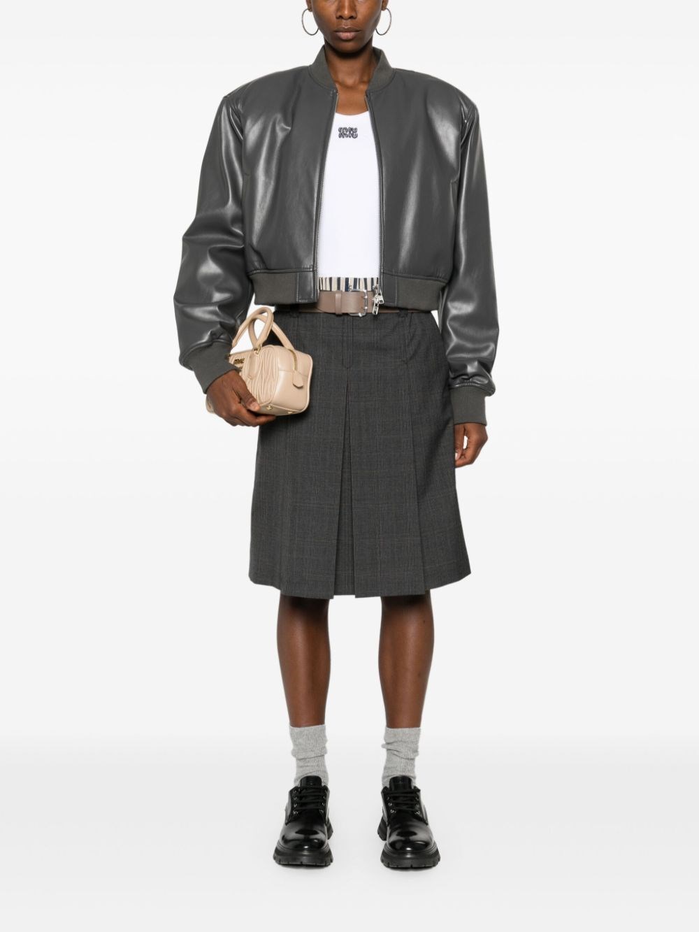 PRINCE OF WALES-PATTERN KNEE LENGHT SKIRT