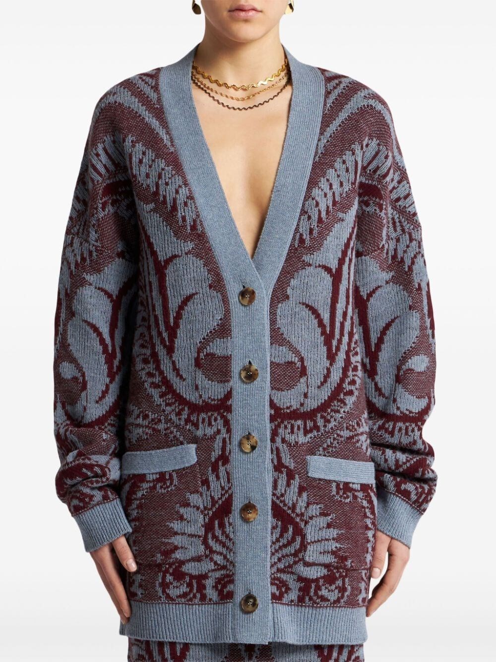 WOOL JACQUARD CARDIGAN