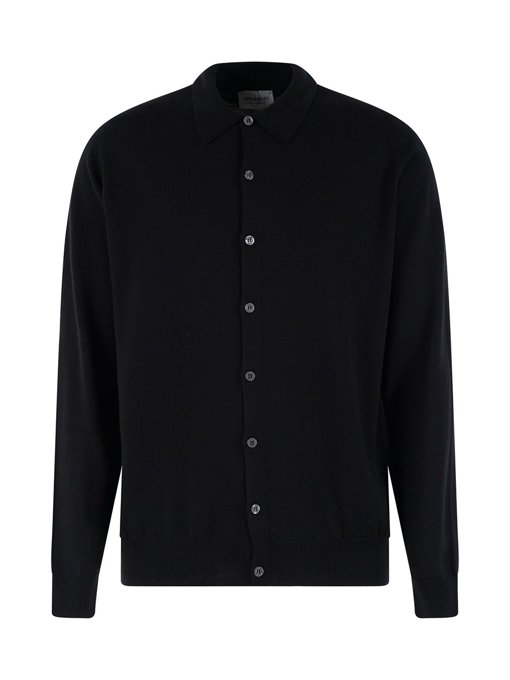 Shop John Smedley Extrafine Polo Cardigan In Black