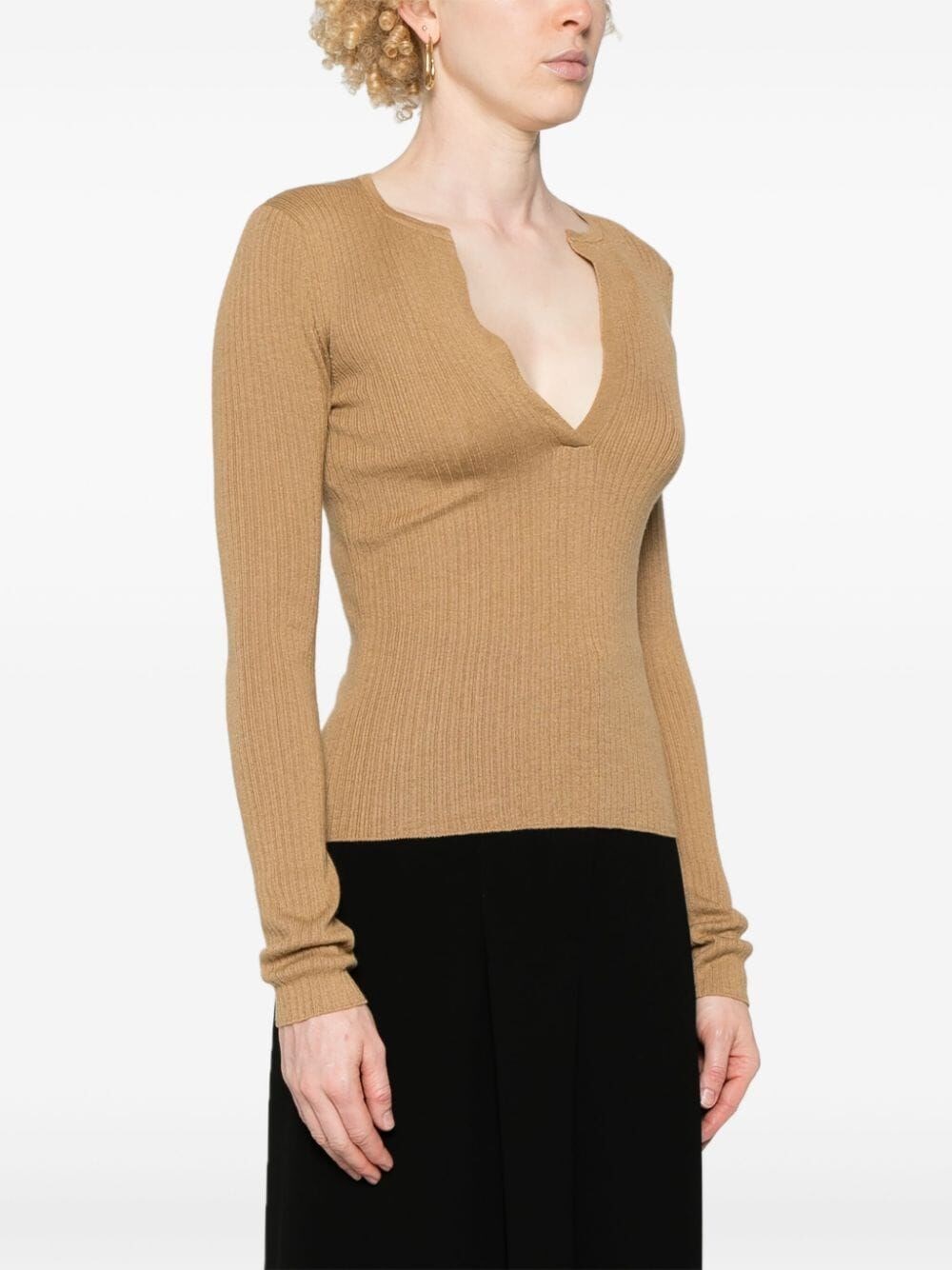 DEEP V NECK RIBBED JUMPER