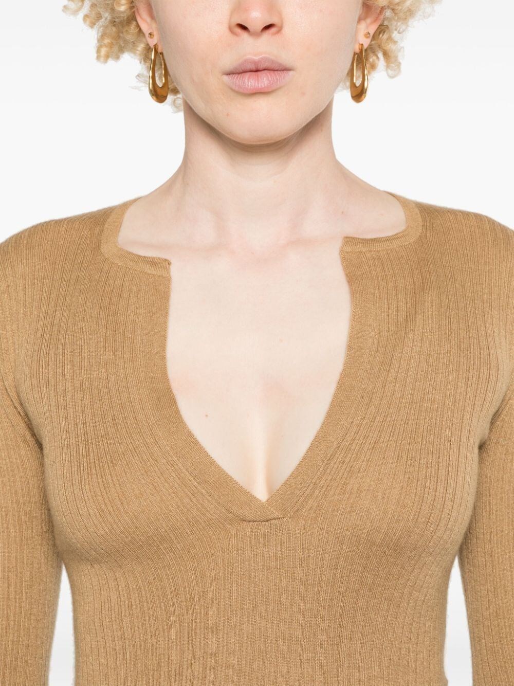 DEEP V NECK RIBBED JUMPER