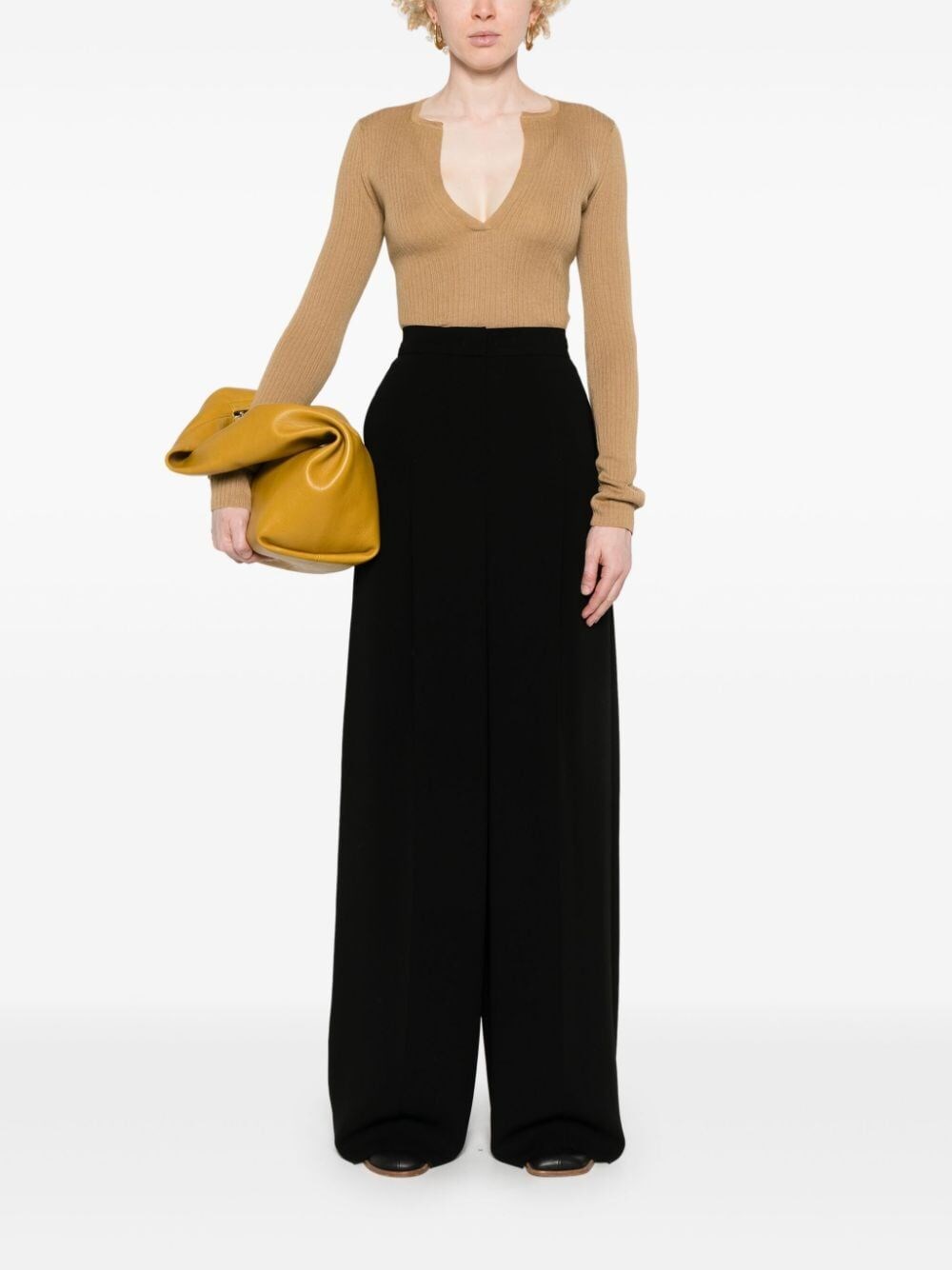 DEEP V NECK RIBBED JUMPER