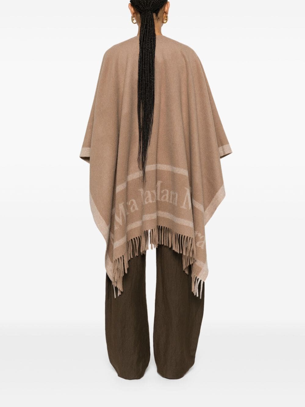 JACQUARD LOGO-DECORATED WOOL PONCHO