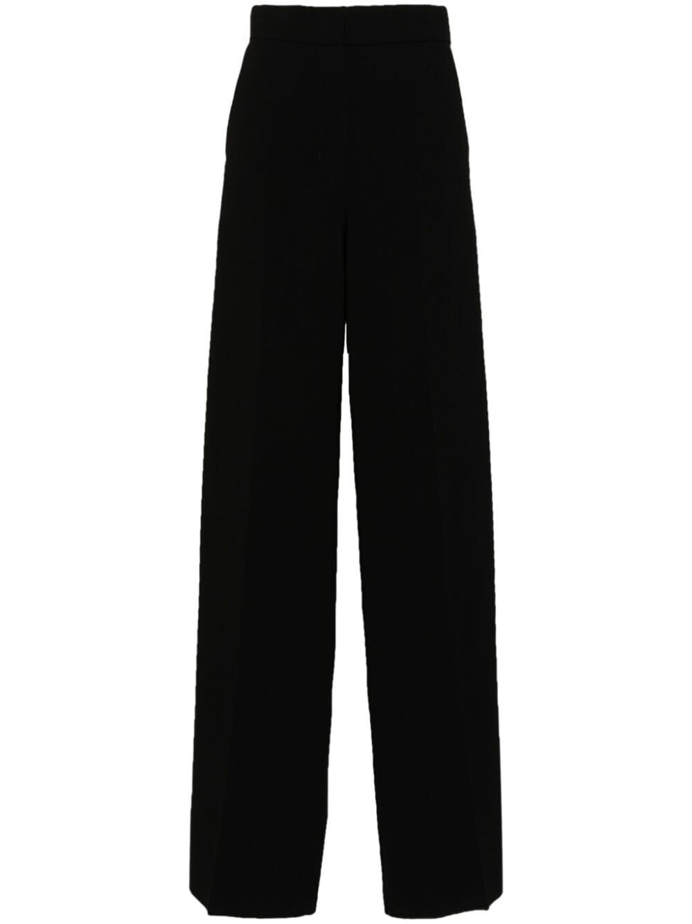 Shop Max Mara Crepe Pants With Side Tape In Black