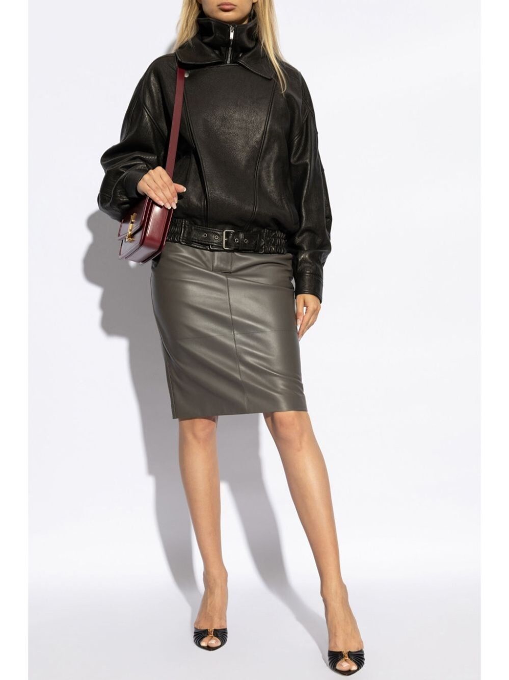 HIGH-WAISTED LEATHER PENCIL SKIRT