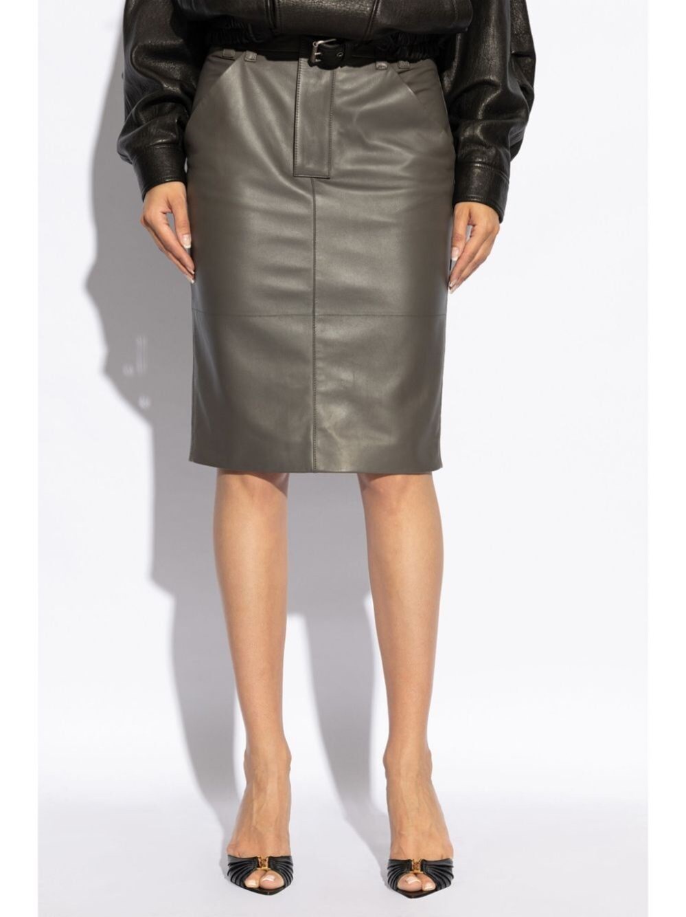 HIGH-WAISTED LEATHER PENCIL SKIRT