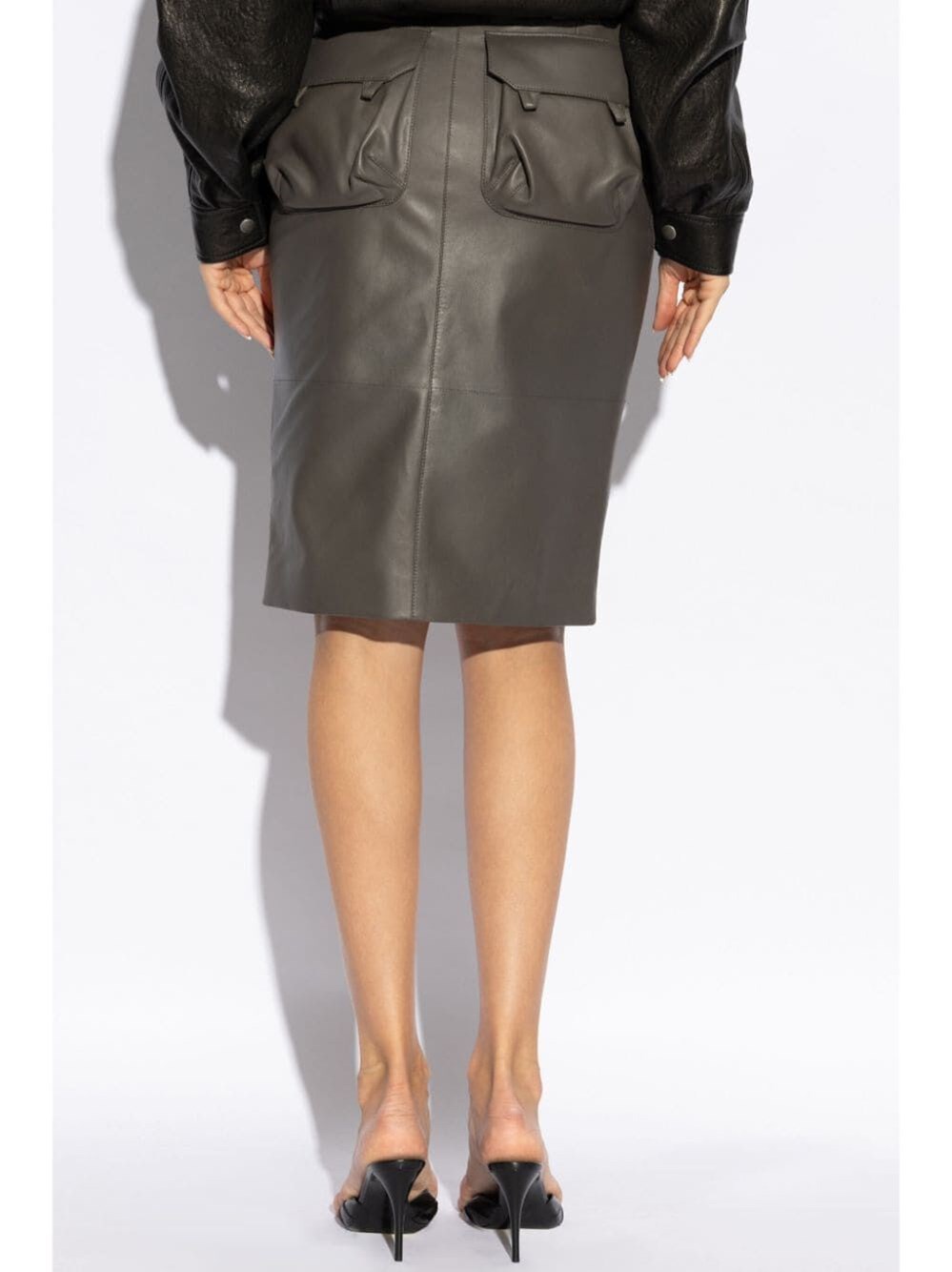 HIGH-WAISTED LEATHER PENCIL SKIRT