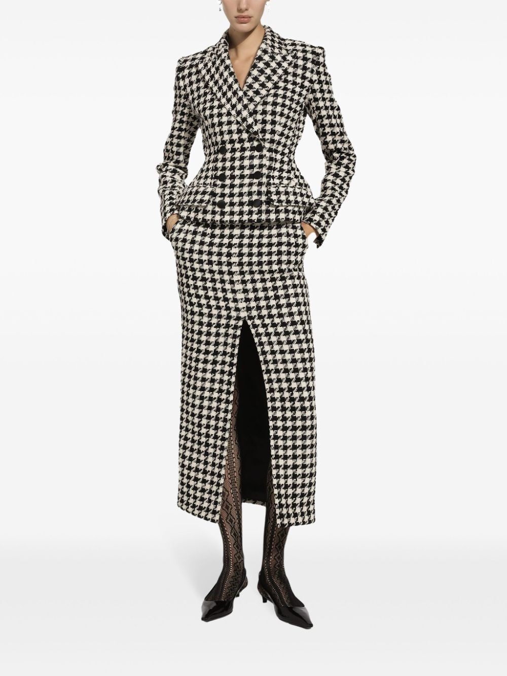 PIED DE POULE FITTED LONG SKIRT