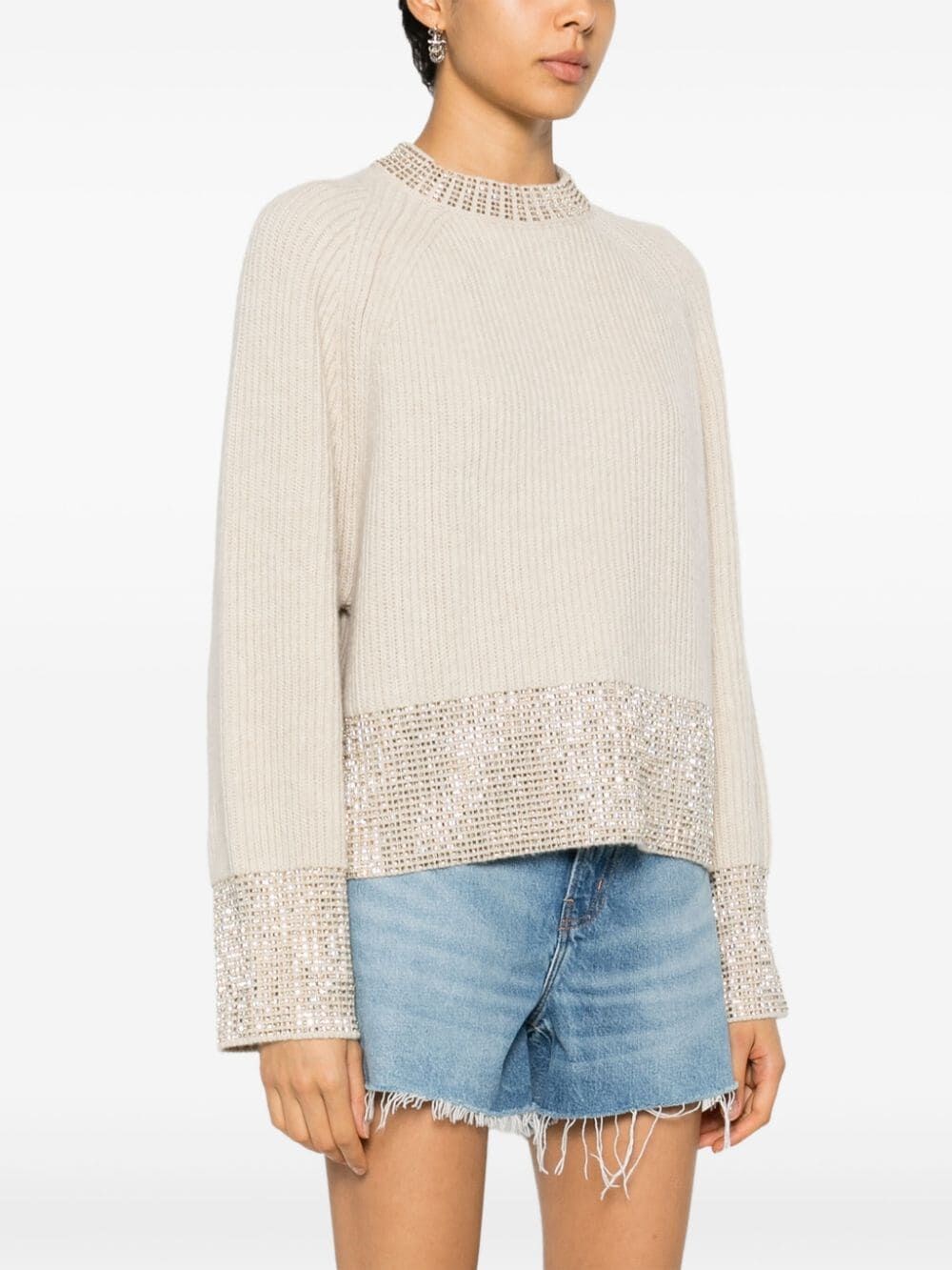 BOXY SWEATER WITH CRYSTAL DECORATION