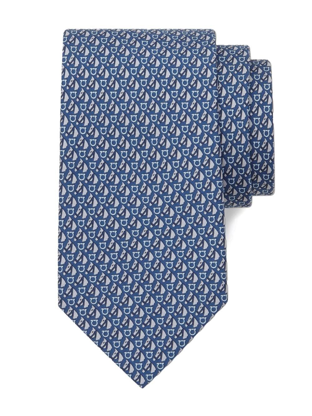 Equestrian Print Silk Tie