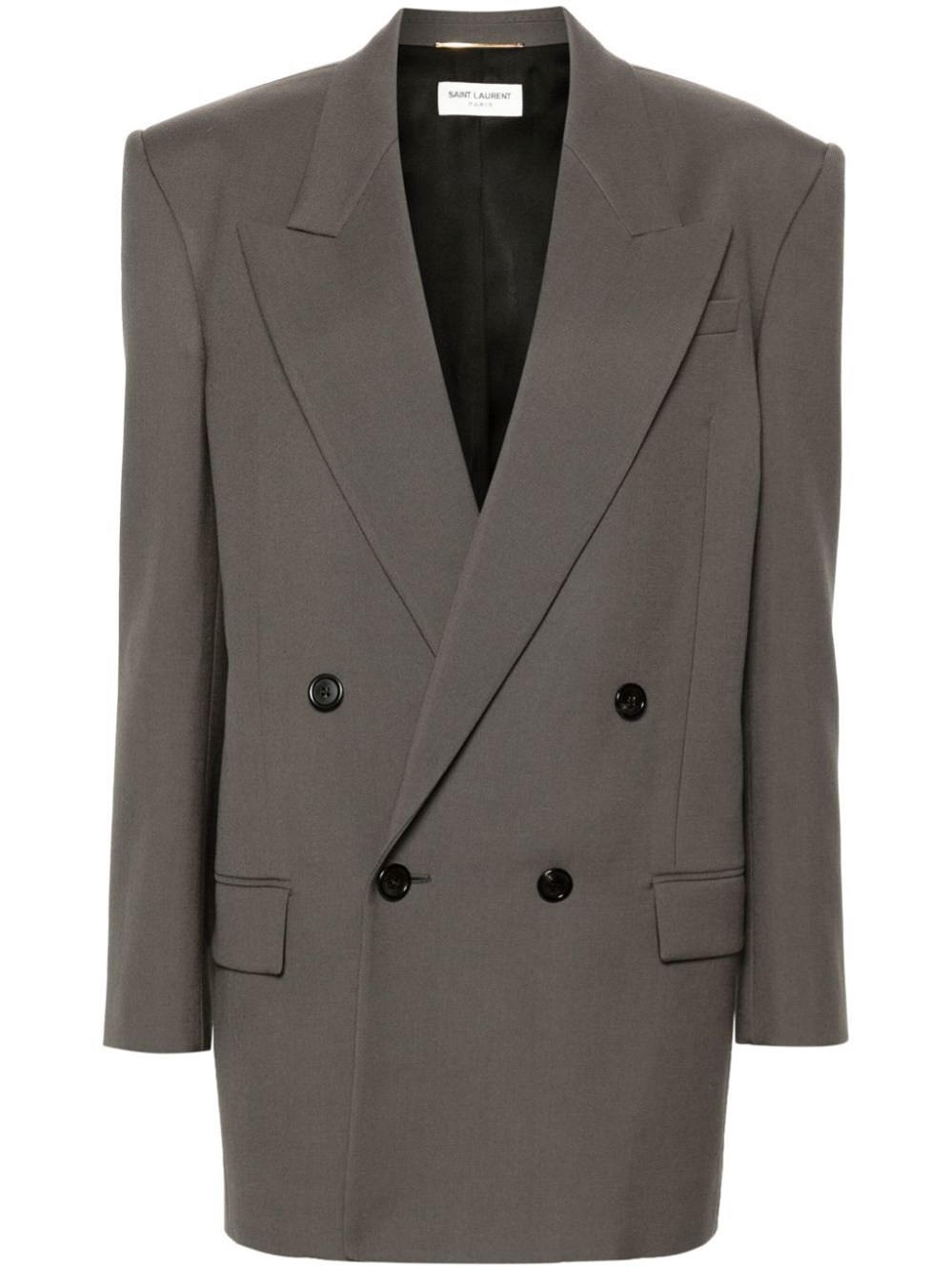 Shop Saint Laurent Gabardine Wool Jacket In Grey