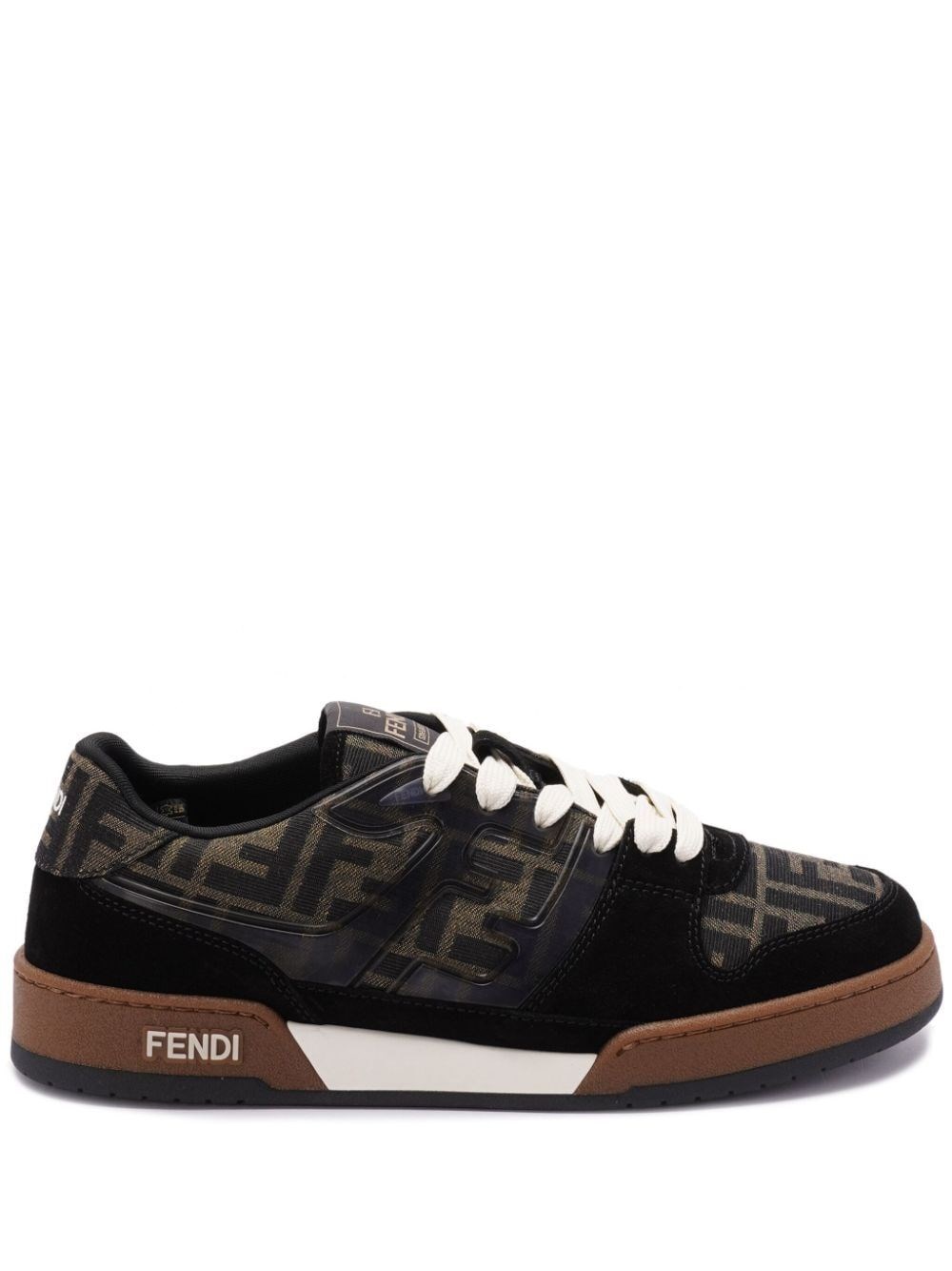Fendi Men's Black Ff Jacquard And Suede Match Sneakers