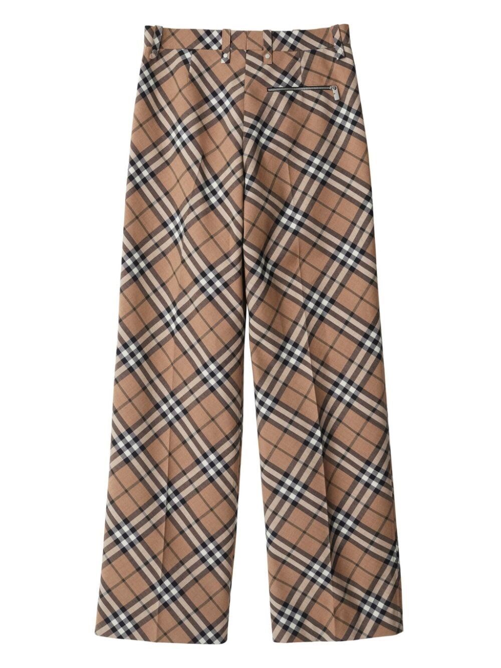 Check Wool Blend Tailored Trousers