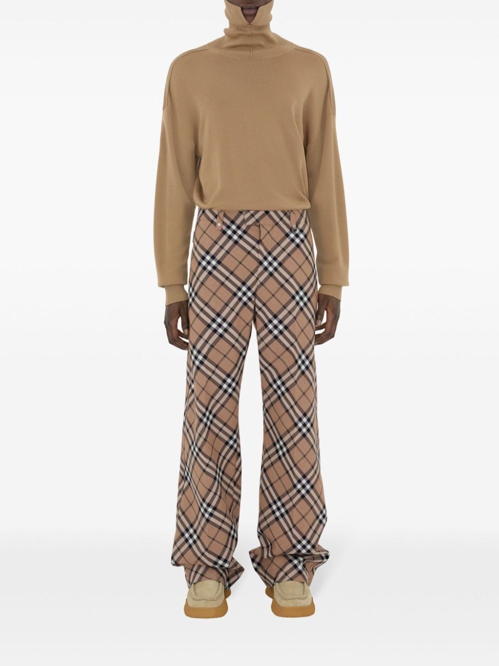 Check Wool Blend Tailored Trousers