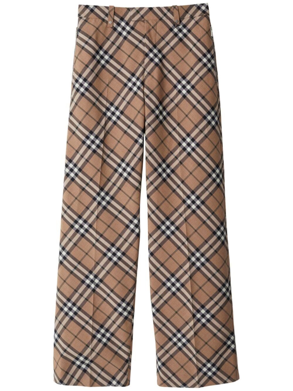 Check Wool Blend Tailored Trousers