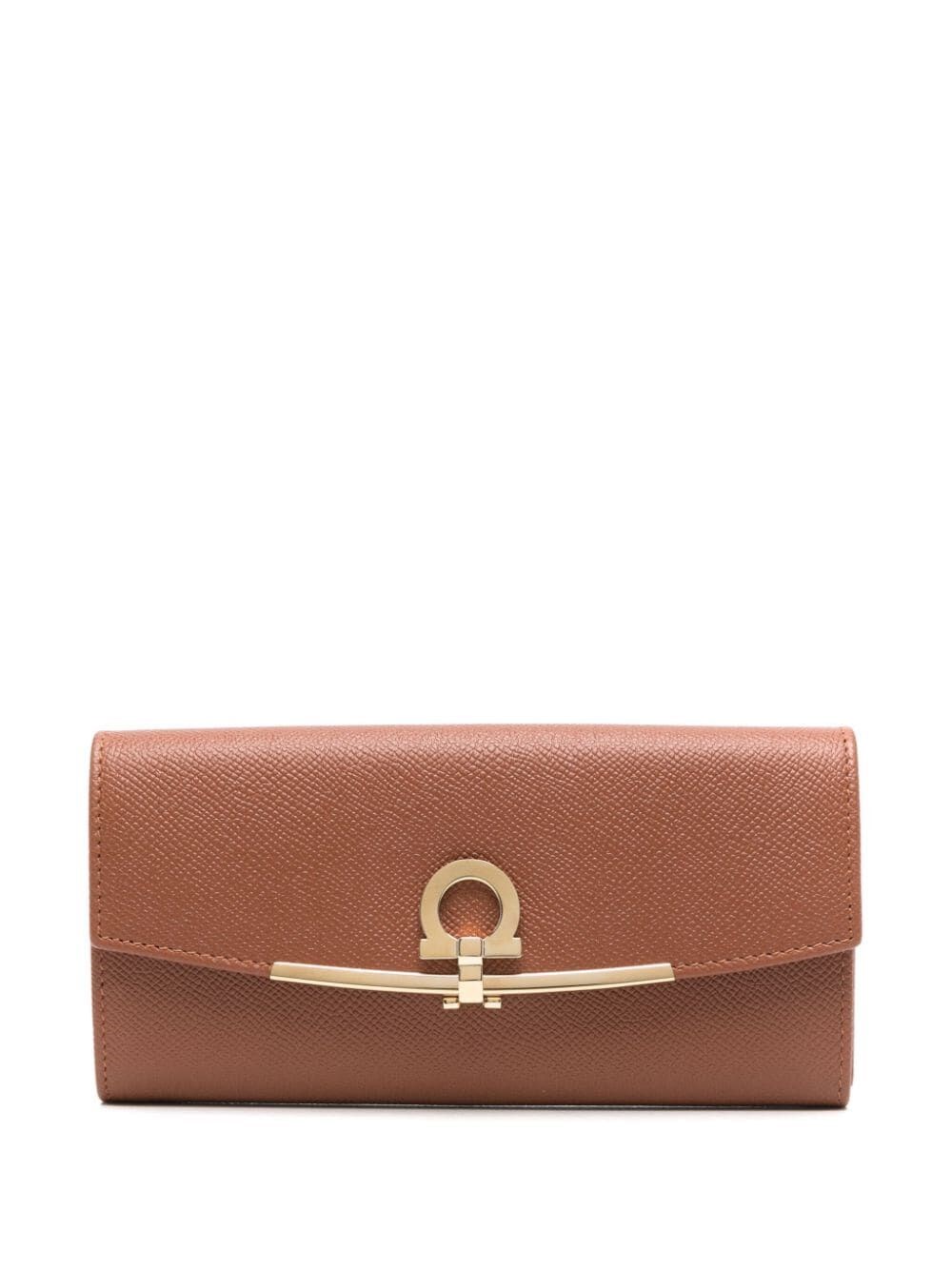 Shop Ferragamo Gancini Continental Wallet In Brown