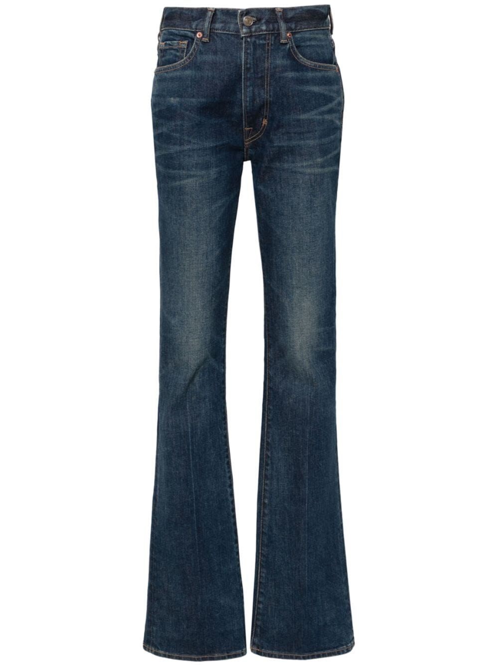 Shop Tom Ford Denim Flare Pants In Blue