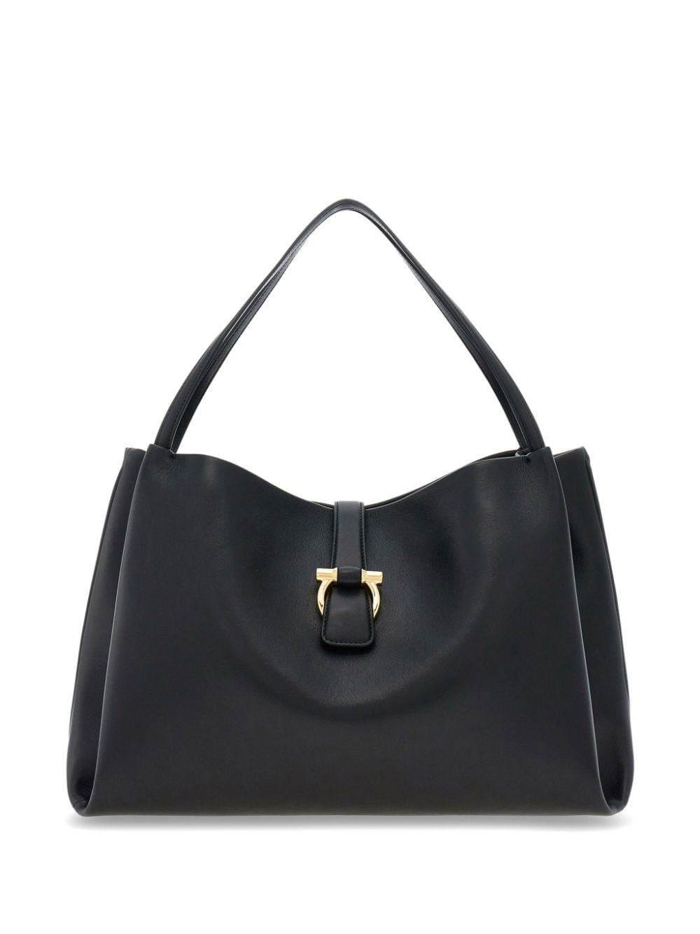 Shop Ferragamo Medium Gancini Tote In Black