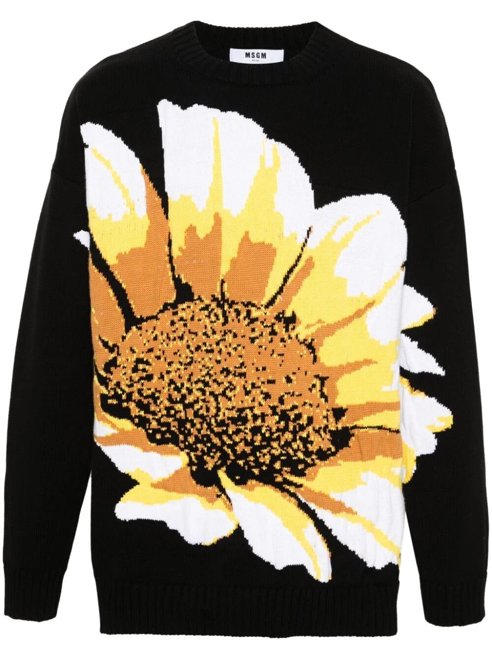 CREWNECK SHIRT WITH LARGE JACQUARD DAISY 