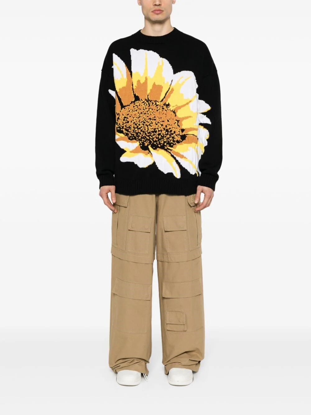 CREWNECK SHIRT WITH LARGE JACQUARD DAISY 