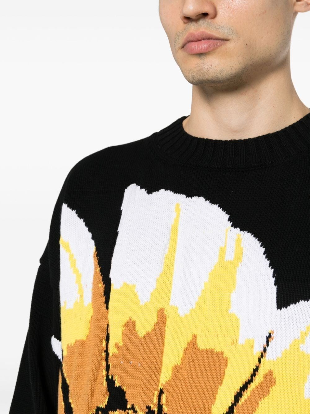 CREWNECK SHIRT WITH LARGE JACQUARD DAISY 