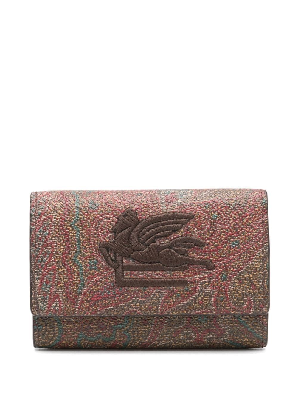 Shop Etro Paisley Print Key Wallet In Brown