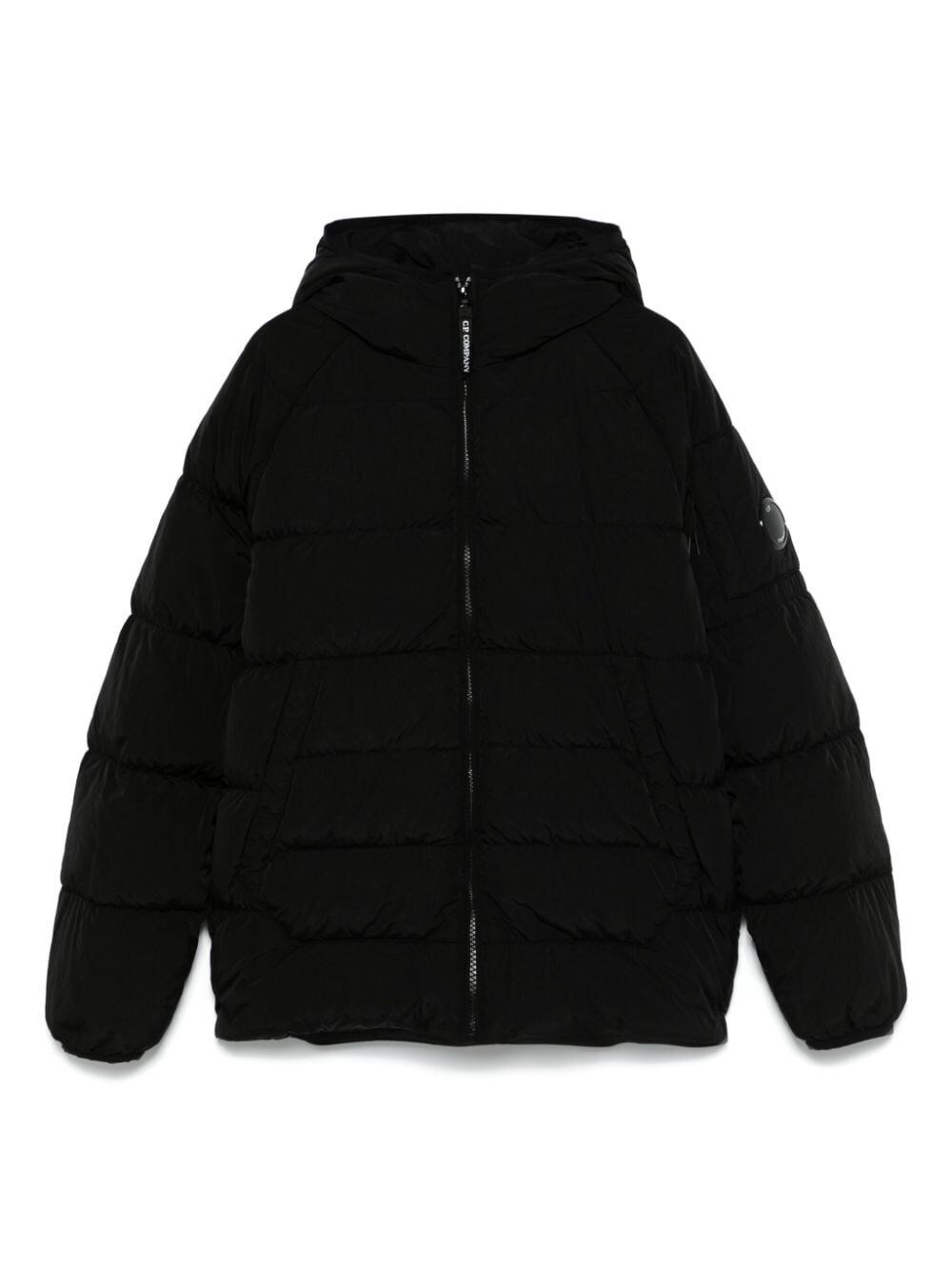 Shop C.p. Company Lens-detail Hooded Padded Jacket In Black