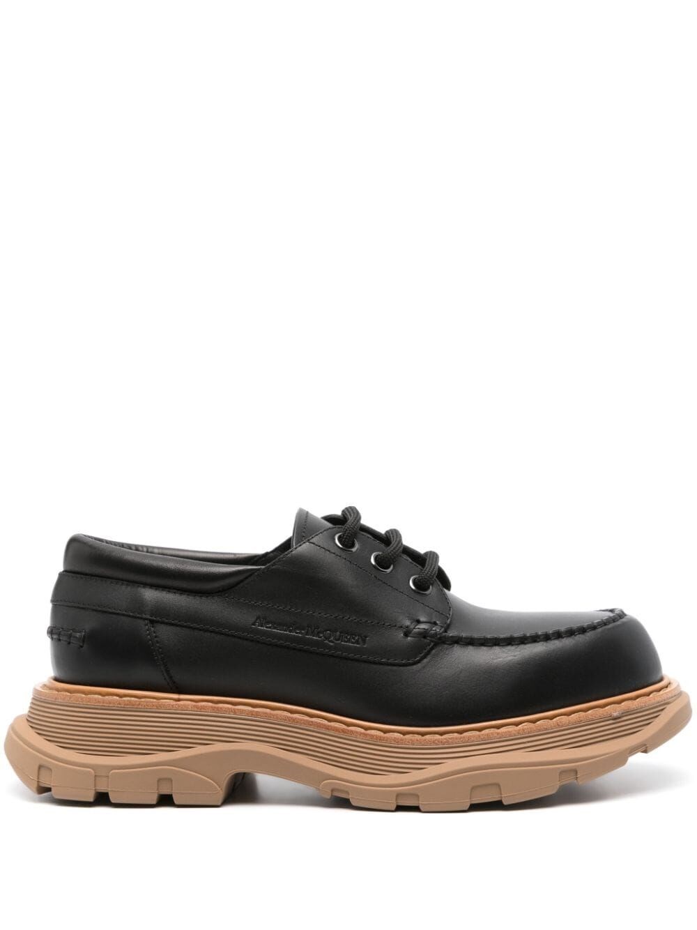 Alexander Mcqueen Leather Lace-up Shoes With Chunky Sole In Black