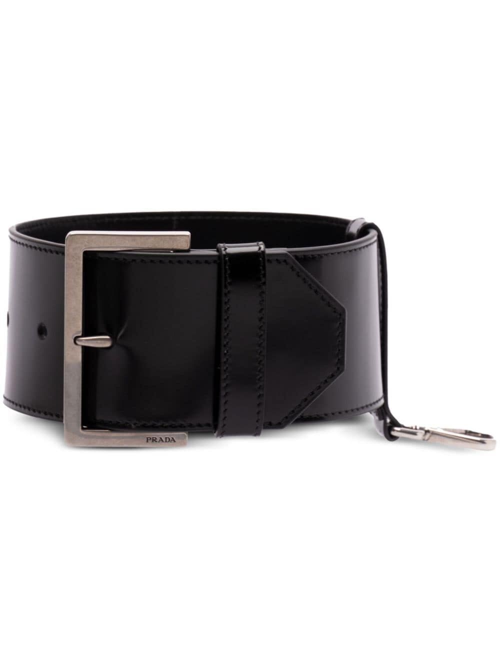 Shop Prada Leather Wrist Strap In Black