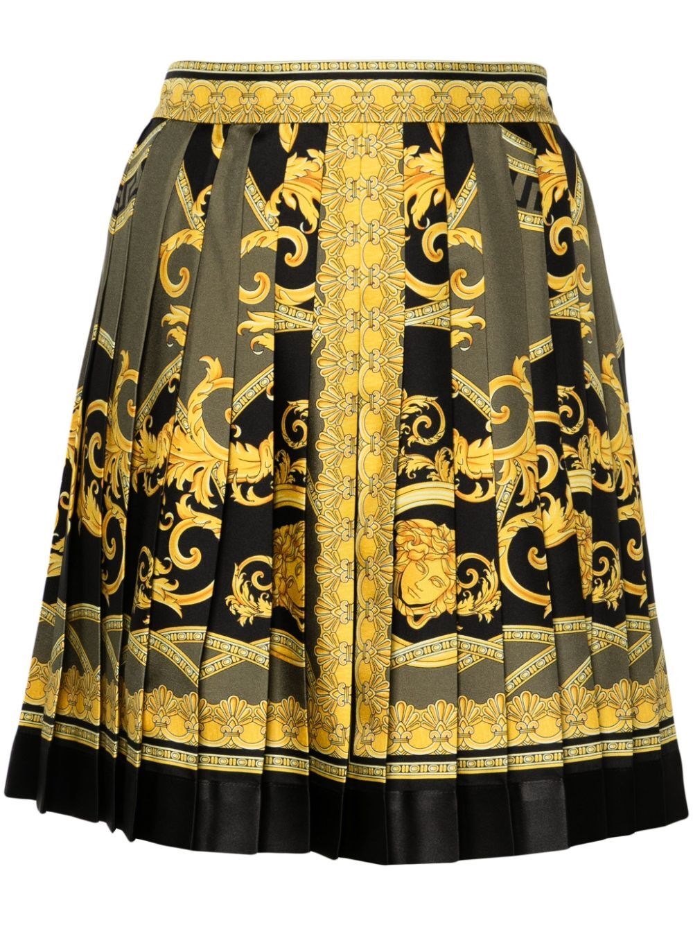 Shop Versace La Coupe Des Dieux Silk Pleated Skirt In Multicolour