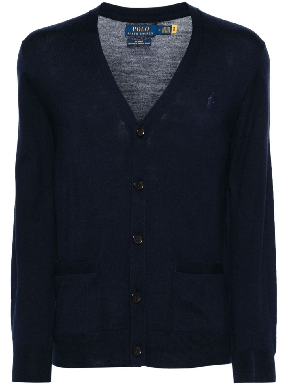 Shop Polo Ralph Lauren Fine Knit Wool Cardigan In Blue