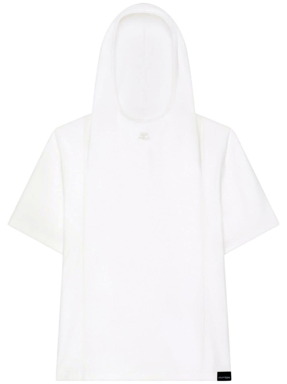 Shop Courrèges Hooded T-shirt In White