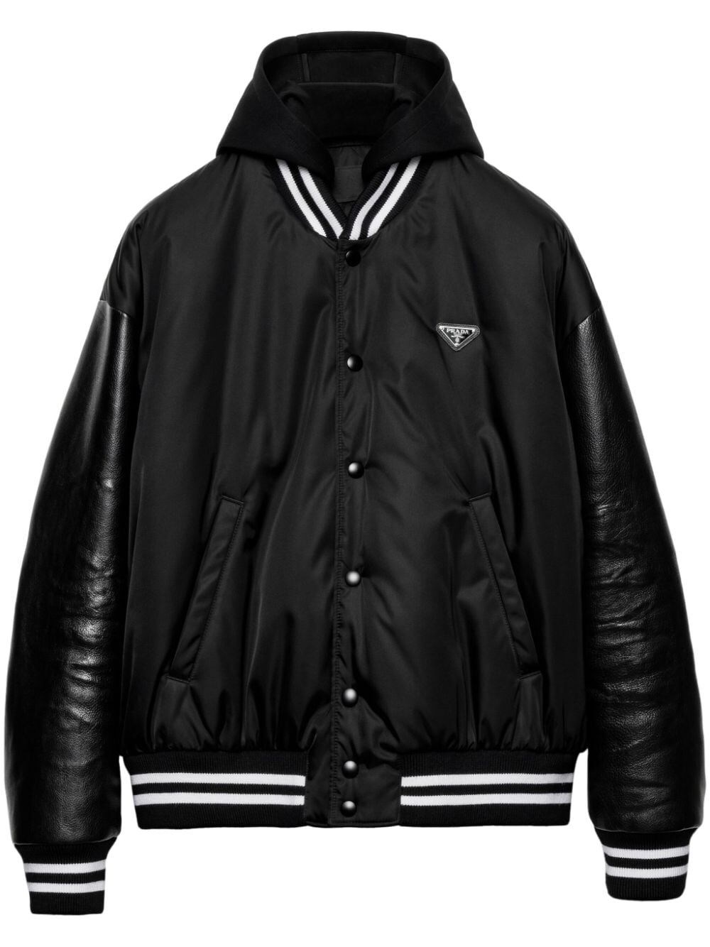 Shop Prada Oversized Re-nylon Bomber Jacket In Black