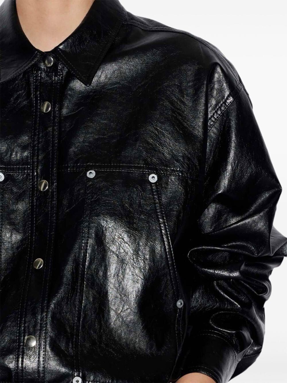 ABELIA FAUX LEATHER SHIRT JACKET