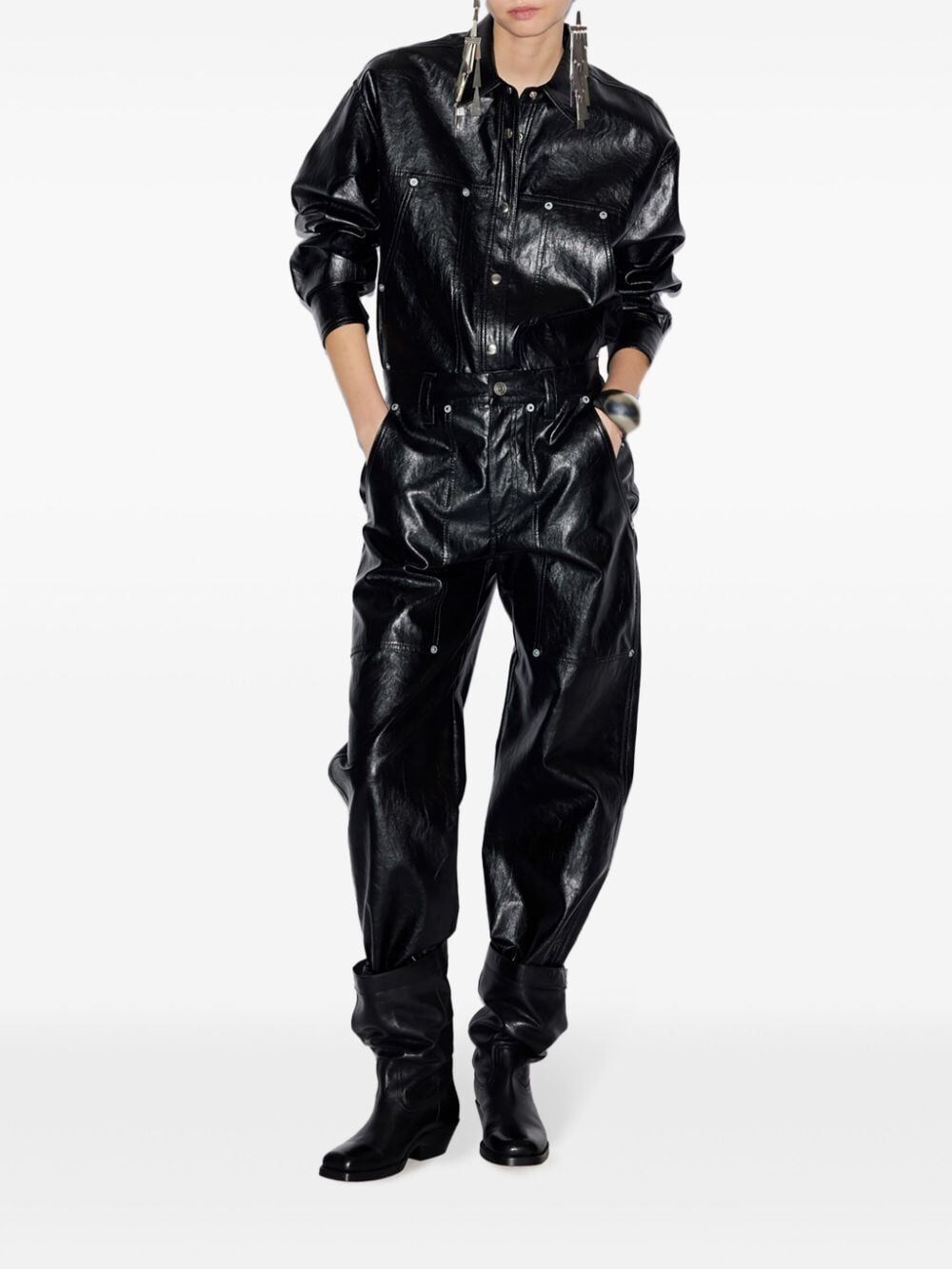 ABELIA FAUX LEATHER SHIRT JACKET