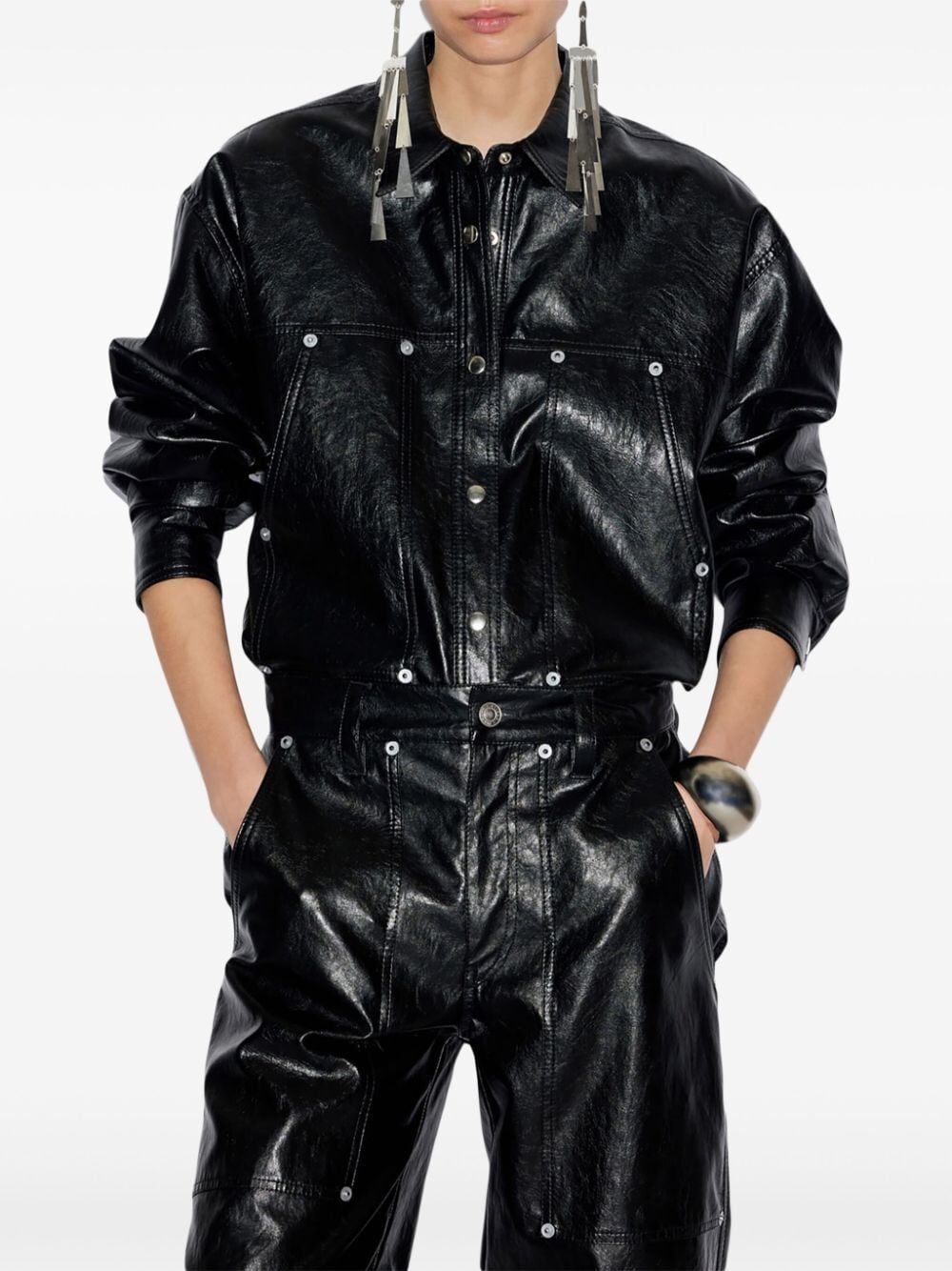 ABELIA FAUX LEATHER SHIRT JACKET