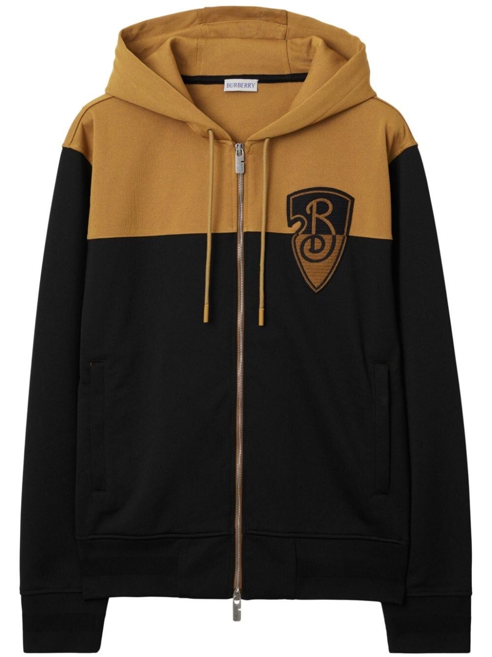 Shop Burberry B Shield Jersey Zipped Hoodie In Black