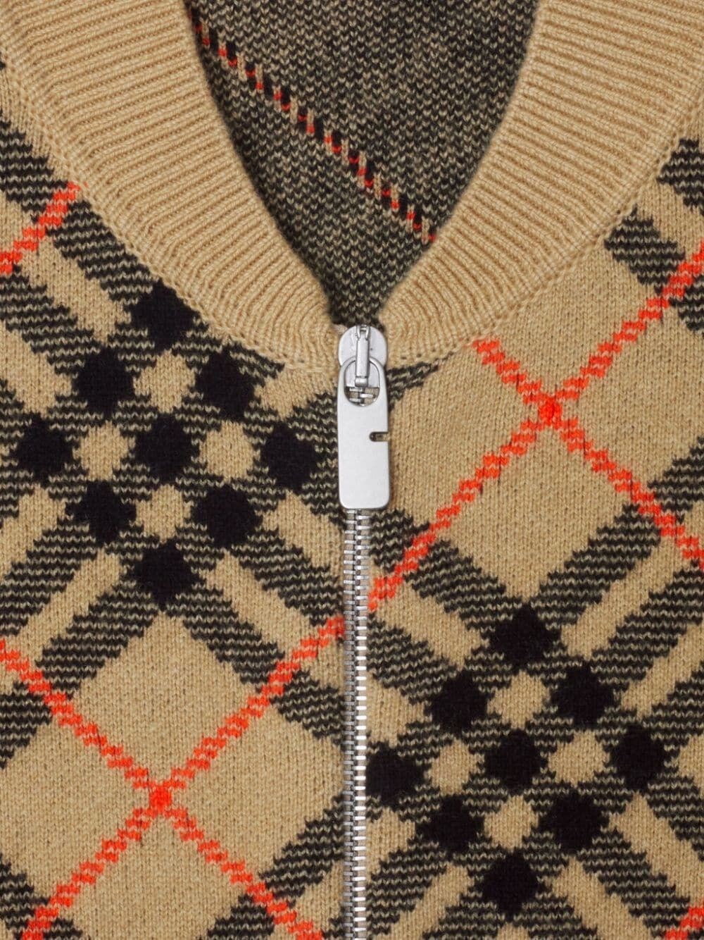 CHECK CASHMERE FULL ZIP CARDIGAN