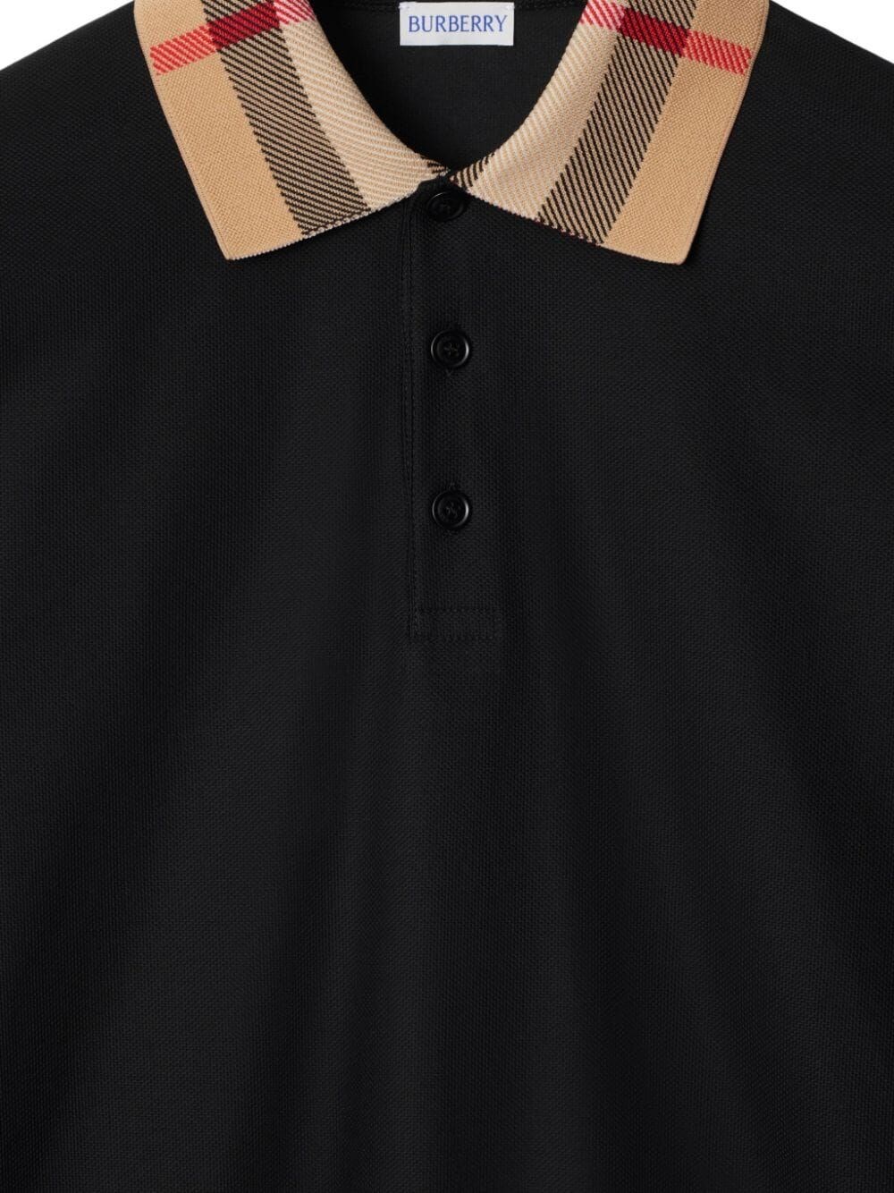 CHECK COLLAR COTTON POLO SHIRT